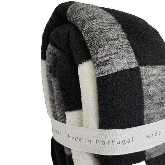 Docofil King Size Soft Blanket Cotton Blend Black White Made In Portugal‎ - Picture 13 of 14